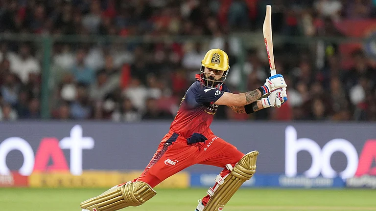 Virat Kohli in action during RCB vs GT IPL 2026 match at M Chinnaswamy Stadium in Bengaluru. - IPL/X