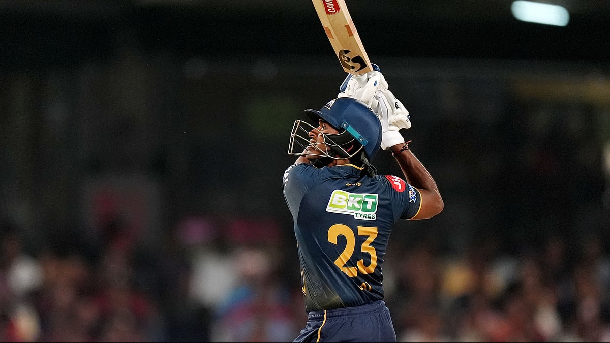 Sai Sudharsan in action against RCB in M Chinnaswamy Stadium in Bengaluru.  - IPL/X