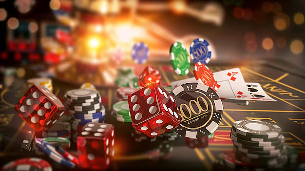 Dices, poker chips, and cards