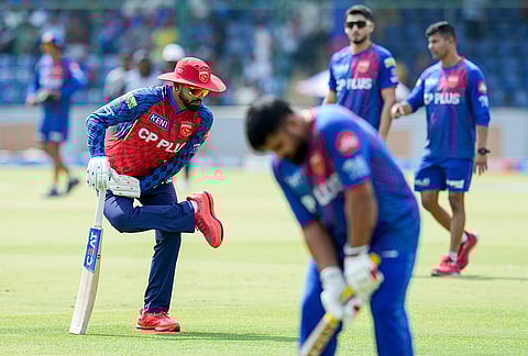Punjab Kings' captain Shreyas Iyer during a warm-up session before an Indian Premier League (IPL) 2026 T20 cricket match between Punjab Kings and Delhi Capitals, in New Delhi.
