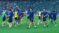 | Photo: Instagram/fcmachidazelvia : Machida Zelvia players warming up ahead of the AFC Champions League Elite final match against Al-Ahli on April 25, 2026.