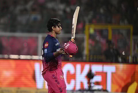 Rajasthan Royals' Vaibhav Sooryavanshi leaves the ground after losing his wicket during the Indian Premier League cricket match between Rajasthan Royals and Sunrisers Hyderabad in Jaipur.