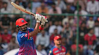 DC Vs PBKS, IPL 2026: KL Rahul Scores 47-Ball Ton Under The Scorching Sun Against His Former Franchise Punjab | Photo: AP/Manish Swarup : Delhi Capitals' KL Rahul hits a six during the Indian Premier League cricket match between Delhi Capitals and Punjab Kings in New Delhi.