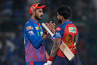 DC Vs PBKS, IPL 2026: Prabhsimran Singh, Shreyas Iyer Help Pull Off Kings' Record Chase | Photo: AP/Manish Swarup : Delhi Capitals' captain Axar Patel, left, congratulates Punjab Kings' captain Shreyas Iyer after Punjab Kings win the Indian Premier League cricket match between Delhi Capitals and Punjab Kings in New Delhi.