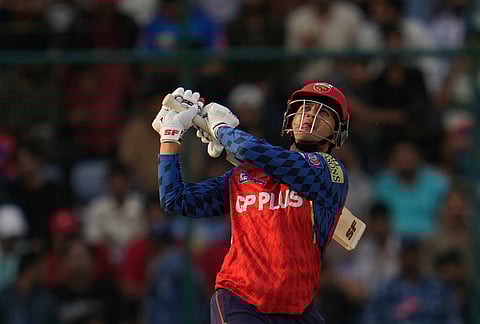 Punjab Kings' Priyansh Arya hits a six during the Indian Premier League cricket match between Delhi Capitals and Punjab Kings in New Delhi.