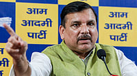 AAP To Seek Disqualification Of Seven Rajya Sabha MPs Over BJP Merger | Photo: PTI : AAP leader Sanjay Singh addresses a press conference, in New Delhi. Singh on Friday slammed the party's Rajya Sabha members' defection as a work of the BJP under 'Operation Lotus', and said that the people of Punjab will not forgive the seven who quit.