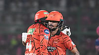 (AP Photo) : Sunrisers Hyderabad's Ishan Kishan congratulates Abhishek Sharma for scoring a fifty runs during the Indian Premier League cricket match between Rajasthan Royals and Sunrisers Hyderabad in Jaipur, India, Saturday, April 25, 2026.