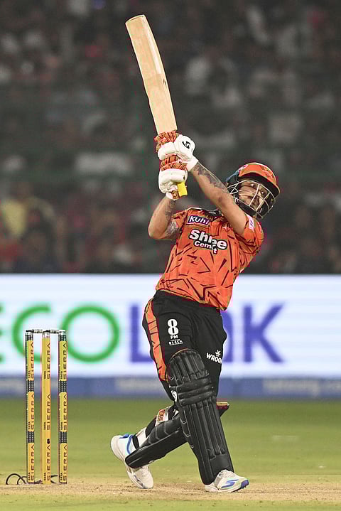 Sunrisers Hyderabad's Ishan Kishan plays a shot during the Indian Premier League cricket match between Rajasthan Royals and Sunrisers Hyderabad in Jaipur.