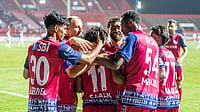 Jamshedpur FC 4-1 Chennaiyin Highlights, ISL: Sanan Brace Powers Men Of Steel To Victory Photo: ISL : Jamshedpur FC players celebrate Mohammed Sanan's goal against Chennaiyin.