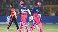 (AP Photo) : Rajasthan Royals' Vaibhav Sooryavanshi and Yashasvi Jaiswal during the Indian Premier League cricket match between Rajasthan Royals and Sunrisers Hyderabad in Jaipur, India, Saturday, April 25, 2026.
