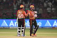 | Photo: AP : Sunrisers Hyderabad's Aniket Verma and Salil Arora celebrate their win in the Indian Premier League cricket match between Rajasthan Royals and Sunrisers Hyderabad in Jaipur.