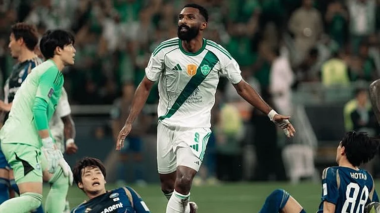 Al-Ahli's Firas Al-Buraikan celebrates after scoring in the AFC Champions League Elite final against Machida Zelvia on April 25, 2026. - | Photo: Instagram/alahliclub.sa