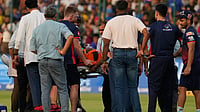 Lungi Ngidi Suffers Head Injury In IPL, South African Cricketer Carried Off In Ambulance | Photo: AP/Manish Swarup : Delhi Capitals' Lungi Ngidi is carried on a stretcher after he was injured during the Indian Premier League cricket match between Delhi Capitals and Punjab Kings in New Delhi, India, Saturday, April 25, 2026.
