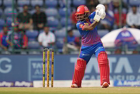 Delhi Capitals' Pathum Nissanka plays a shot during the Indian Premier League cricket match between Delhi Capitals and Punjab Kings in Delhi.