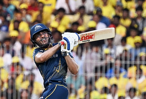 Gujarat Titans' captain Shubman Gill plays a shot during the Indian Premier League cricket match between Chennai Super Kings and Gujarat Titans in Chennai.