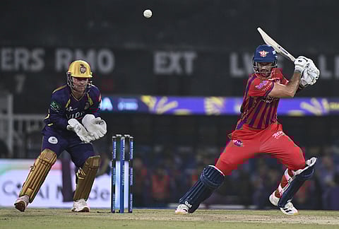 Lucknow Super Giants' Aiden Markram plays a shot during the Indian Premier League cricket match between Kolkata Knight Riders and Lucknow Super Giants in Lucknow.