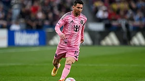 | Photo: AP/Tyler Tate : Inter Miami midfielder Lionel Messi dribbles the ball during an MLS soccer match against Real Salt Lake, in Sandy, Utah.