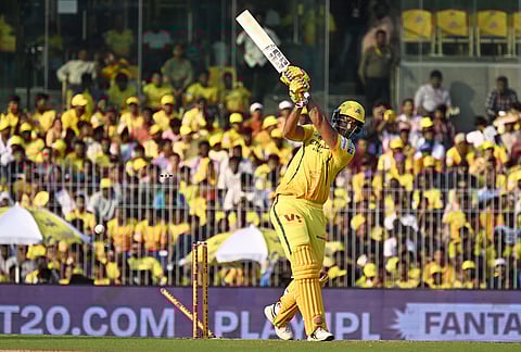 Chennai Super Kings' Shivam Dube is bowled out by Gujarat Titans' Arshad Khan during the Indian Premier League cricket match between Chennai Super Kings and Gujarat Titans in Chennai.
