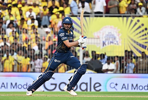 Gujarat Titans' captain Shubman Gill plays a shot during the Indian Premier League cricket match between Chennai Super Kings and Gujarat Titans in Chennai.