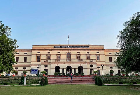 Visitors at the heritage block of the Pradhanmantri Sangrahalaya, in New Delhi.