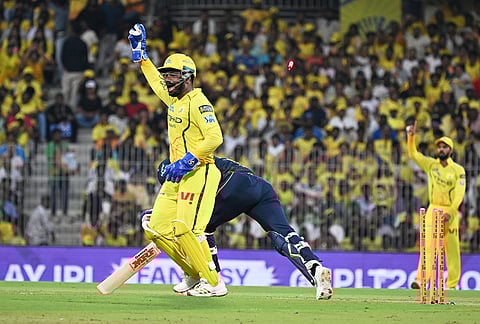 Chennai Super Kings' wicketkeeper Sanju Samson appeals successfully for the wicket of Gujarat Titans' captain Shubman Gill during the Indian Premier League cricket match between Chennai Super Kings and Gujarat Titans in Chennai.