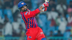 LucknowIPL/X : Mohammed Shami in action against Kolkata Knight Riders in IPL 2026 clash at the Ekana Stadium Lucknow.