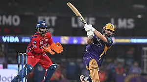 AP Photo : Kolkata Knight Riders' Rinku Singh plays a shot during the Indian Premier League cricket match between Kolkata Knight Riders and Lucknow Super Giants in Lucknow