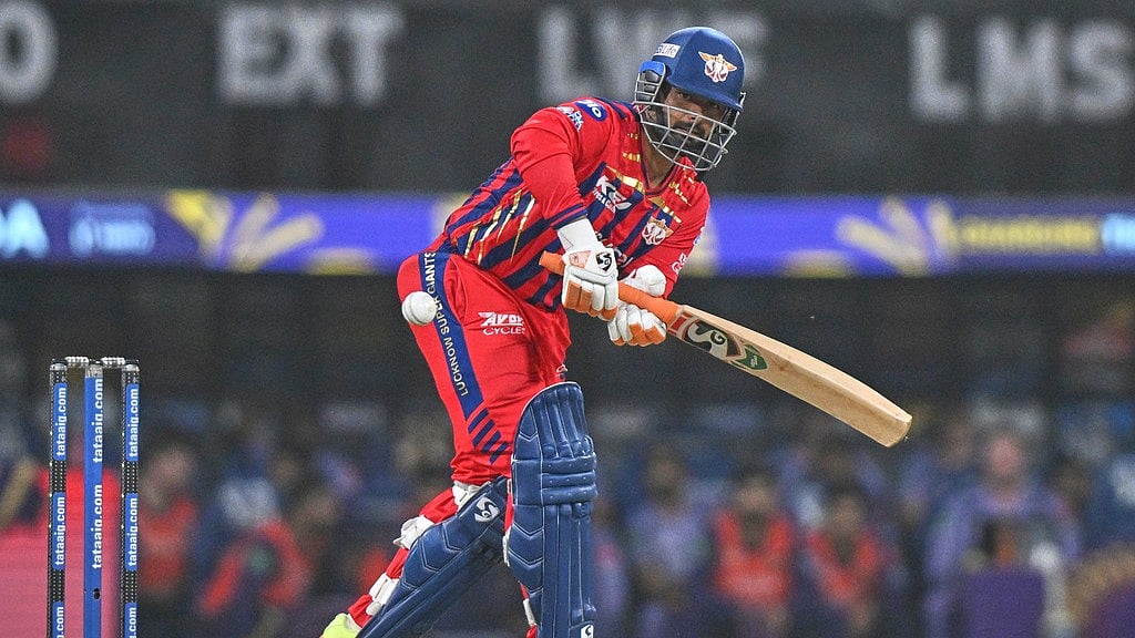 Lucknow Super Giants' captain Rishabh Pant plays a shot during the Indian Premier League cricket match between Kolkata Knight Riders and Lucknow Super Giants in Lucknow, India, Sunday, April 26, 2026. - AP Photo