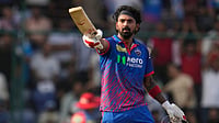 DC Vs PBKS, IPL Player Of The Match: Who Won The POTM Award Yesterday In Indian Premier League 2026 Match 35 | Photo: AP/Manish Swarup : Delhi Capitals' KL Rahul celebrates his century during the Indian Premier League cricket match between Delhi Capitals and Punjab Kings in New Delhi.
