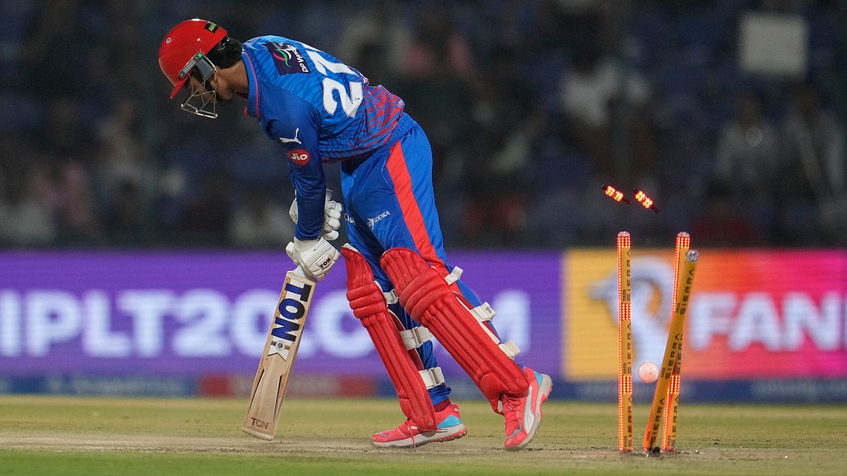 Sahil Parakh is clean bowled by Bhuvneshwar Kumar during the Indian Premier League match between Delhi Capitals and Royal Challengers Bengaluru in Delhi. - Photo: AP