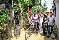| Photo: PTI  : CPI(M) candidate from Santipur constituency, Soumen Mahato, campaigns for the West Bengal Assembly elections, in Nadia.