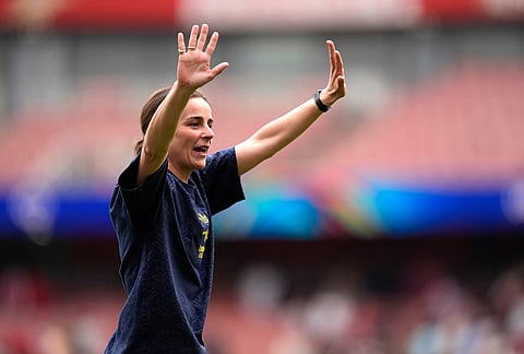Arsenal's manager Renee Slegers after the Women's Champions League semi-final, first leg soccer match between Arsenal and OL Lyonnes in London, England.