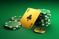 Gold Ace of Clubs with green casino chips