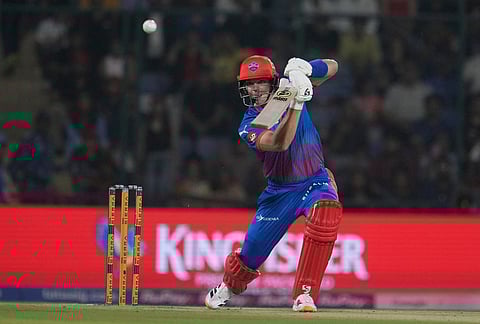 Delhi Capitals' Tristan Stubbs plays a shot during the Indian Premier League cricket match between Delhi Capitals and Royal Challengers Bengaluru in Delhi.