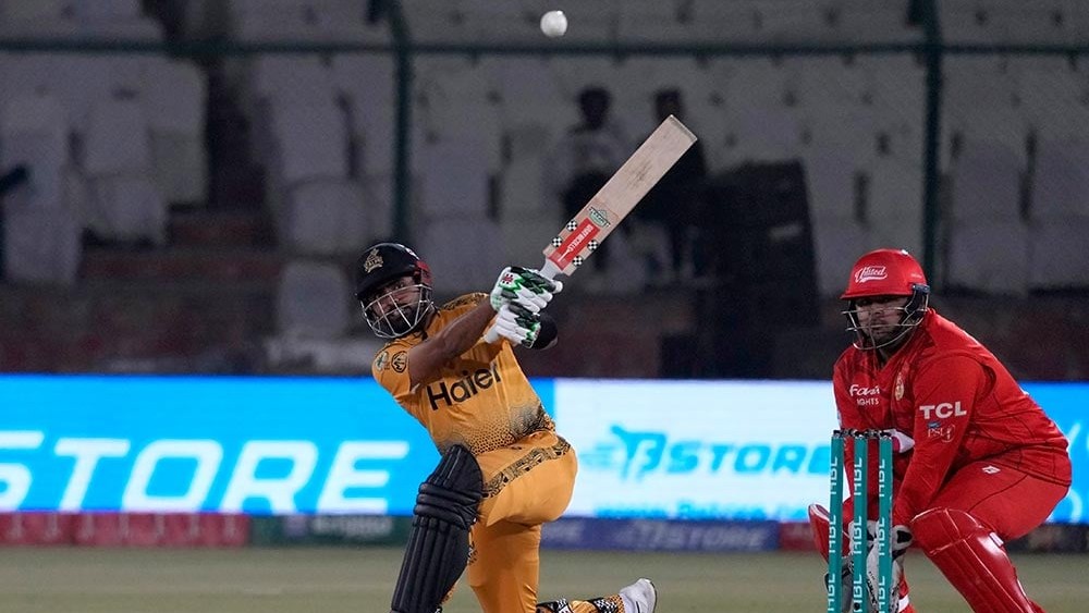 Photo: AP/Fareed Khan : Peshawar Zalmi beat Islamabad United by 70 runs in Qualifier 1 of PSL 2026.