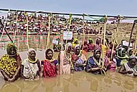 Ken-Betwa link project protest in Chhatarpur, Madhya Pradesh.