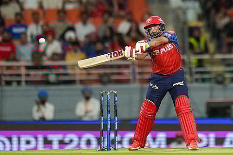 Punjab Kings' Prabhsimran Singh plays a shot during the Indian Premier League (IPL) 2026 T20 cricket match between Punjab Kings and Rajasthan Royals, in Mullanpur.