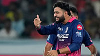| Photo: AP/Mahesh Kumar A. : Rajasthan Royals' captain Riyan Parag was seen using vape during live IPL match on Tuesday, April 28.