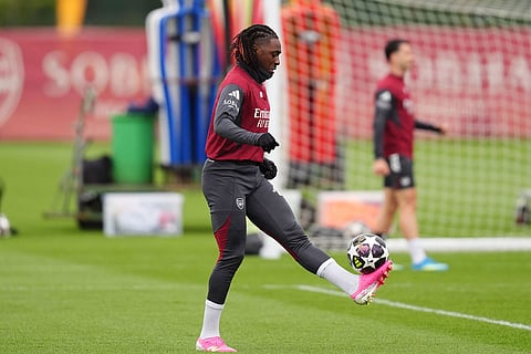 Arsenal's Eberechi Eze during a training session in London.