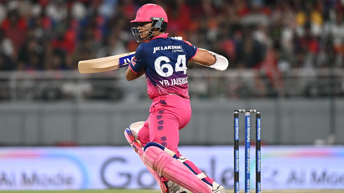 Rajasthan Royals' Yashasvi Jaiswal plays a shot during the Indian Premier League cricket match between Rajasthan Royals and Punjab Kings in New Chandigarh. - AP Photo