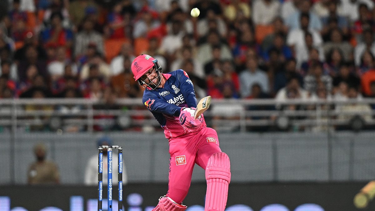 Rajasthan Royals' Donovan Ferreira hits a six during the Indian Premier League cricket match between Rajasthan Royals and Punjab Kings in New Chandigarh, India, Tuesday, April 28, 2026. - AP Photo