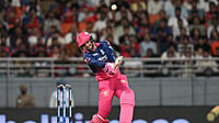 AP Photo : Rajasthan Royals' Donovan Ferreira hits a six during the Indian Premier League cricket match between Rajasthan Royals and Punjab Kings in New Chandigarh, India, Tuesday, April 28, 2026.