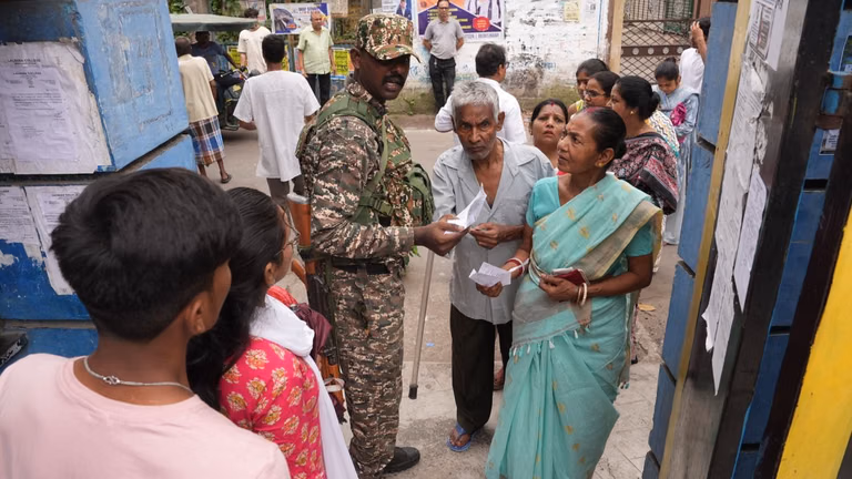 As voters turn out in steady numbers in Kolkata and its suburbs across communities in the second phase of polling, the city remains under the strict watch of central forces. People vote in the hope of solutions to long-standing civic issues, social gaps and unaddressed problems. - | Photo: Sandipan chatterjee/Outlook | Representative Image