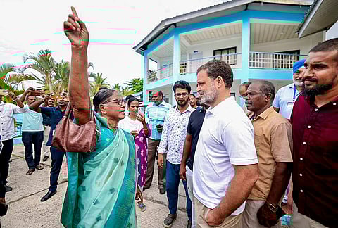LoP in the Lok Sabha Rahul Gandhi during a visit to Shree Singh Sabha Gurdwara, Campbell Bay, Andaman and Nicobar Islands. 