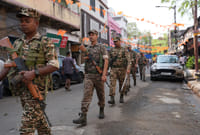 Over 2 Lakh CAPF Personnel, Including CRPF, Deployed For West Bengal Assembly Elections 2026 | Photo: Sandipan Chatterjee/ Outlook : Security personnel conduct a route march amid the West Bengal Assembly elections 2026
