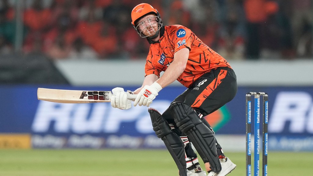 Heinrich Klaasen plays a shot during the Indian Premier League match between Sunrisers Hyderabad and Delhi Capitals in Hyderabad. - AP/Mahesh Kumar A.