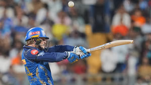 AP : Ryan Rickelton plays a shot during the Indian Premier League cricket match between Mumbai Indians and Sunrisers Hyderabad in Mumbai.