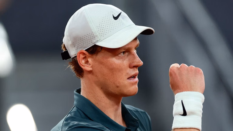 Jannik Sinner of Italy reacts during his match against Rafael Jodar of Spain during the Madrid Open tennis tournament in Madrid. - AP/Pablo Garcia