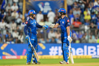 MI Vs SRH, IPL 2026: See Best Photos From Indian Premier League Match 41 At Mumbai's Wankhede Stadium | Photo: PTI/Kunal Patil : Mumbai Indians' Ryan Rickelton, left, and Will Jacks greet each other between the wickets during an Indian Premier League (IPL) 2026 T20 cricket match between Mumbai Indians and Sunrisers Hyderabad, in Mumbai, Maharashtra.