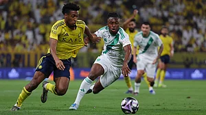 AlNassrFC_EN/X : Kinglsey Coman in action for Al-Nassr against Al-Ahli in Saudi Pro League 2025-26.